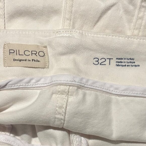 Pilcro Anthropologie Slim 70s High-Rise Crop Flare White Jeans 32T Womens - Picture 6 of 7